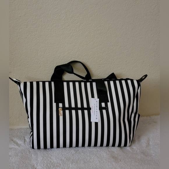 Alice +Olivia Black and White Striped Tote Bag New With Tag - Picture 1 of 11